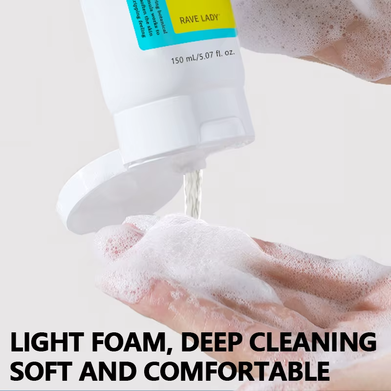 RAVE LADY Low PH 150ml Facial Cleanser Gentle Oil Control Moisturizing Face Wash Whitening Facial Foam Exfoliating Deep Remove